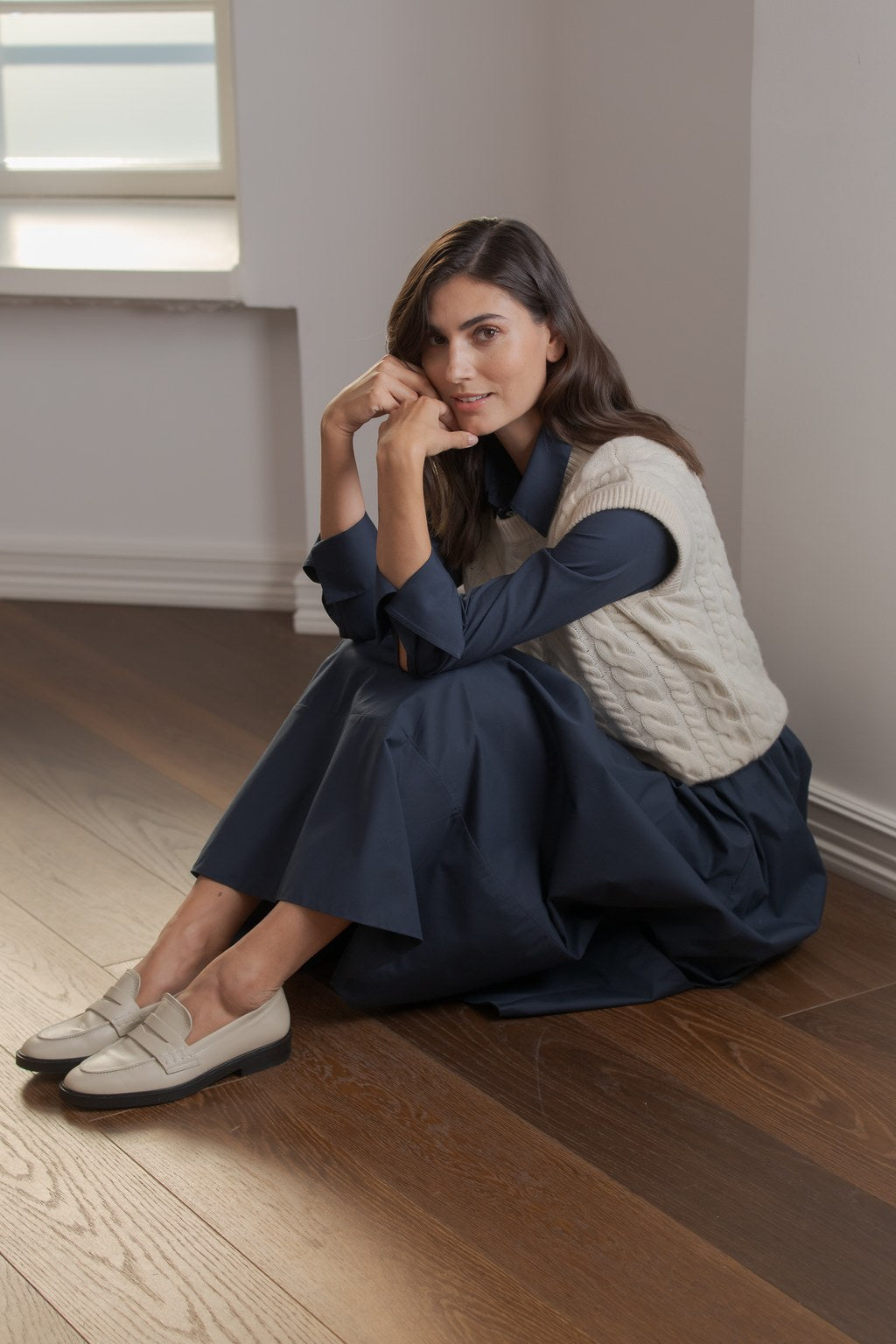 Cotton blend skirt with wide trim