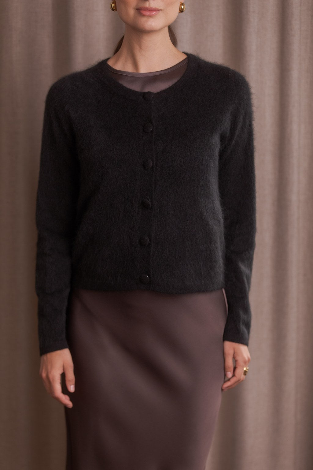 Long sleeve cashmere cardigan, Black