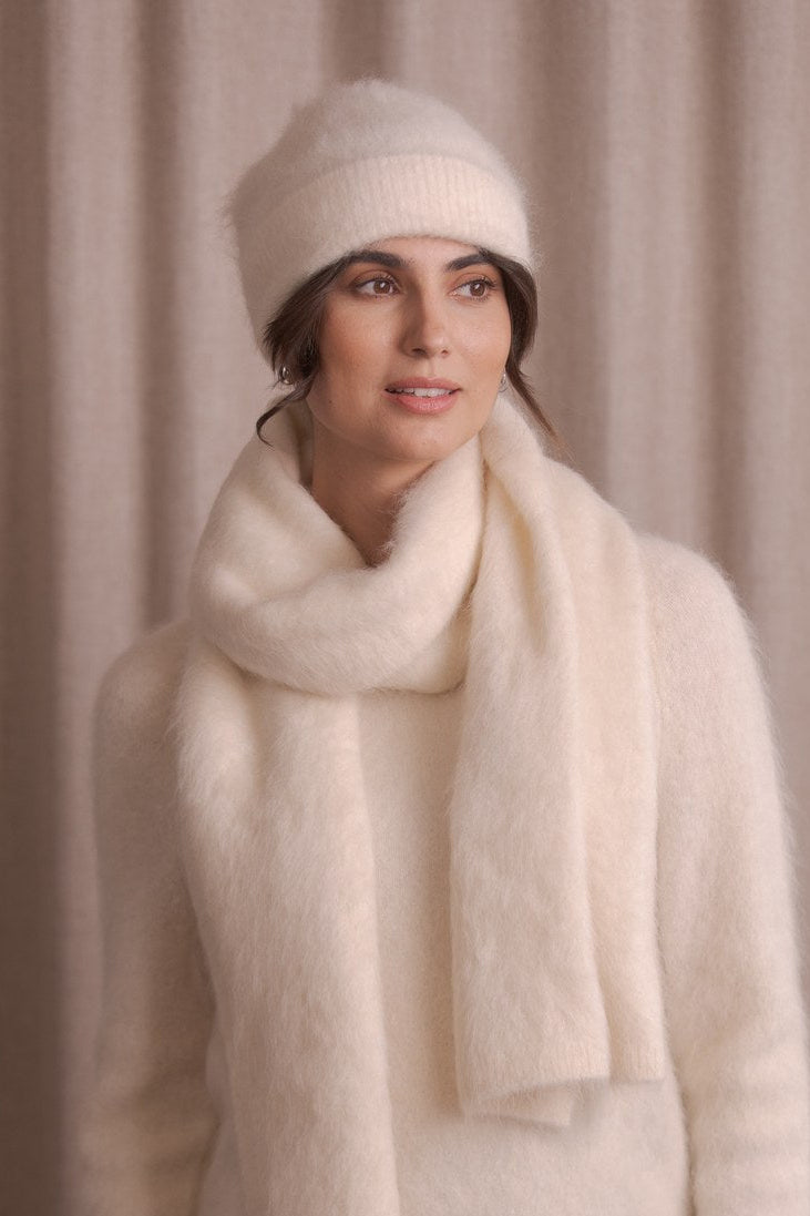 Alpaca blend beanie, Cream