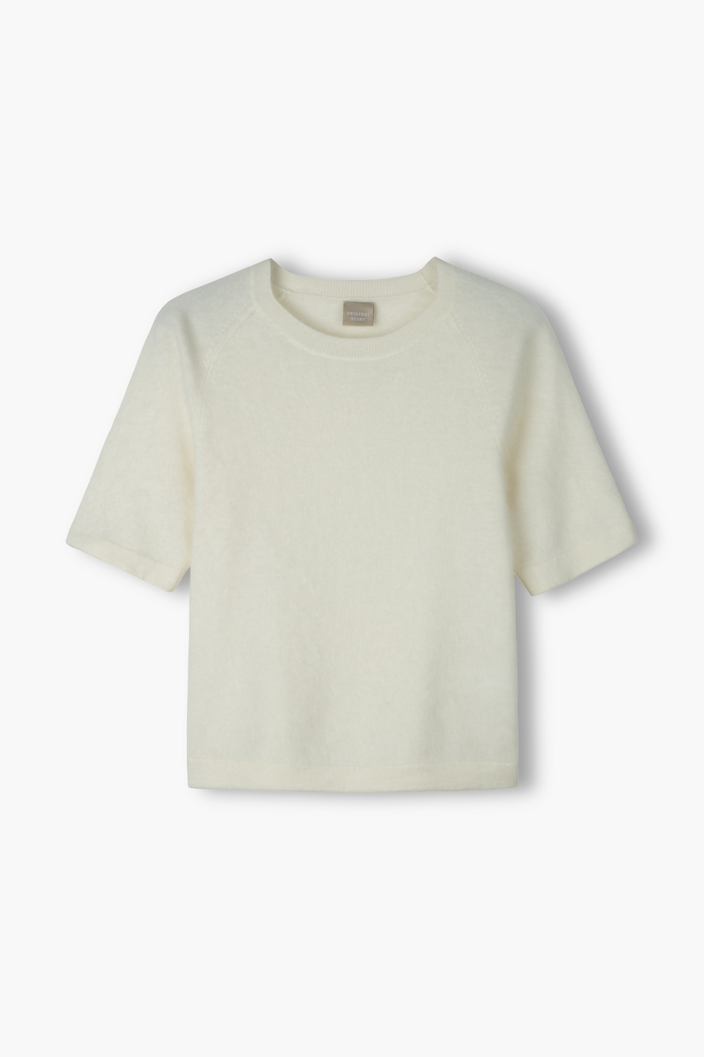 Short-sleeved cashmere sweater, Cream