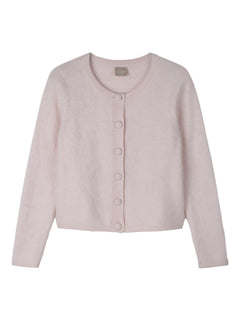 Pitkähihainen harjattu kashmirneuletakki, pale pink