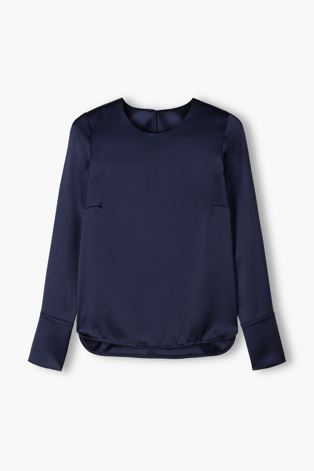 Naisten pitkähihainen satiinipaita, joka on valmistettu triasetaatista. Sävy on dark navy.