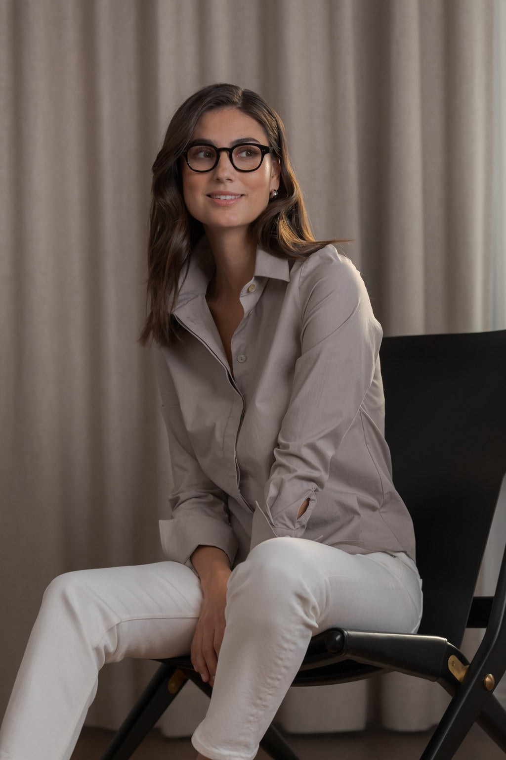 Regular cotton shirt, Greige