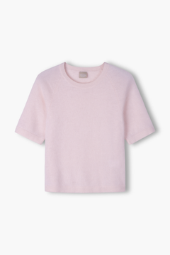 Lyhythihainen harjattu kashmirneule, pale pink