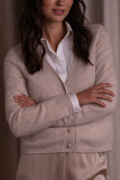 Original Storyn pitkähihainen kashmirneuletakki, jossa v-kaula-aukko, sävyssä latte