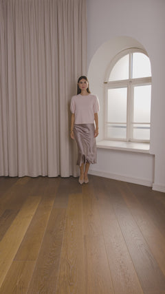 Lyhythihainen kashmirneule puhvihihalla, pale pink