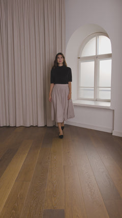 Short sleeve brushed mock neck sweater, black