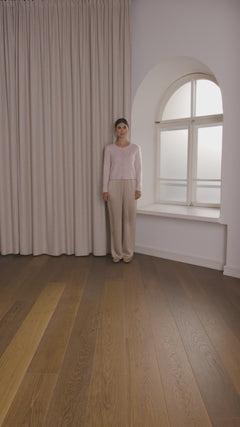 Long sleeve brushed cashmere cardigan, pale pink 