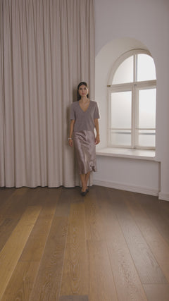 midi satin skirt, nougat